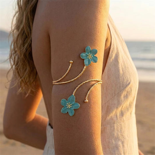 Boho Elegant Metal Flower Upper Arm Bracelet for Women