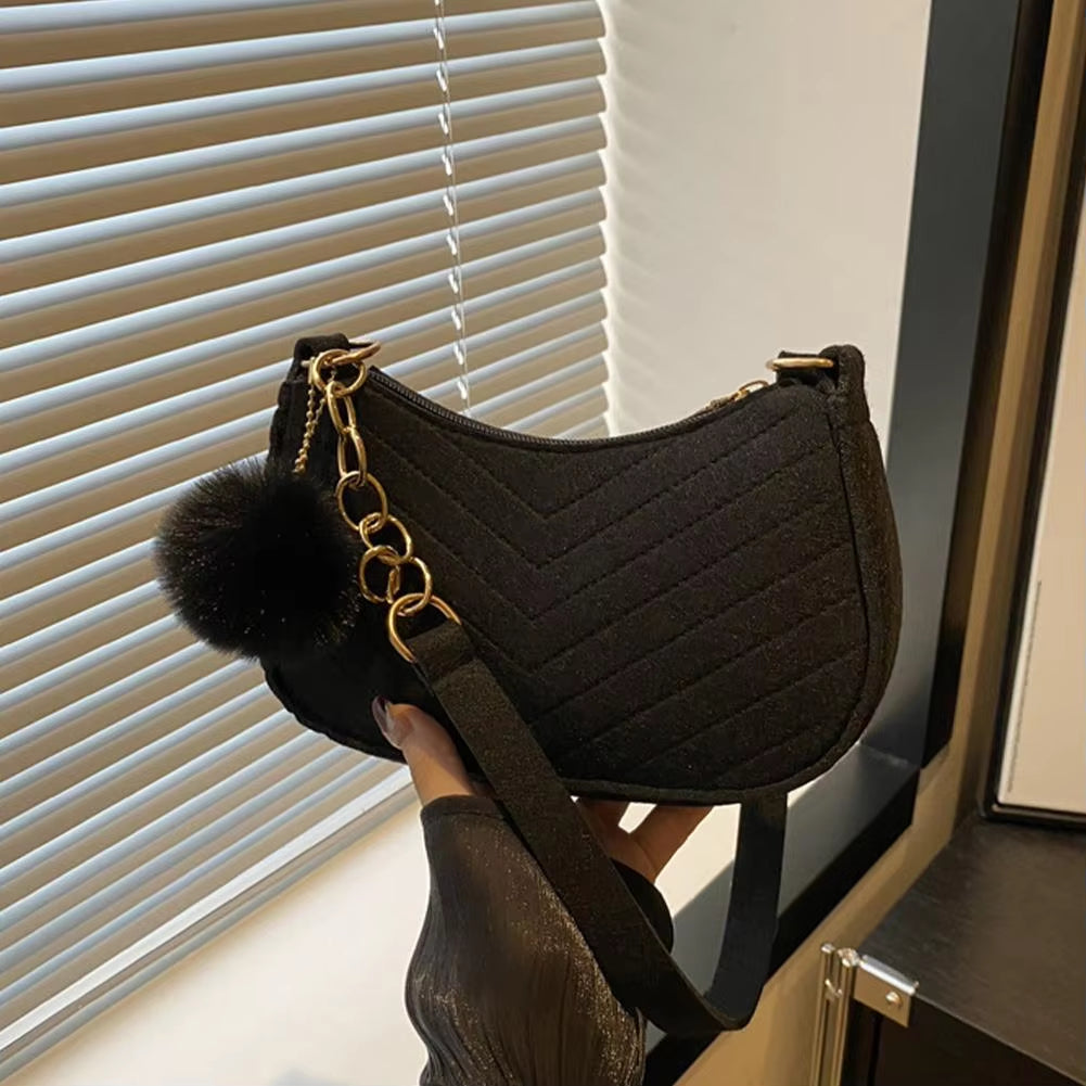 Mini Women Shoulder Bags Fashion Felt Women's Bag Advanced Design Underarm Handbags Mini Saddle Bag