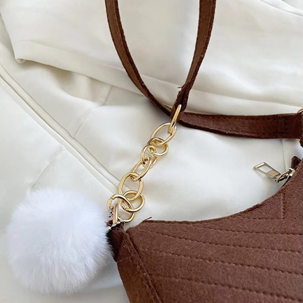 Mini Women Shoulder Bags Fashion Felt Women's Bag Advanced Design Underarm Handbags Mini Saddle Bag