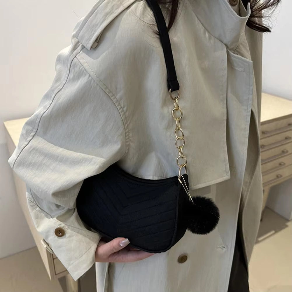 Mini Women Shoulder Bags Fashion Felt Women's Bag Advanced Design Underarm Handbags Mini Saddle Bag