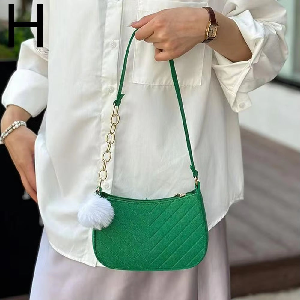 Mini Women Shoulder Bags Fashion Felt Women's Bag Advanced Design Underarm Handbags Mini Saddle Bag