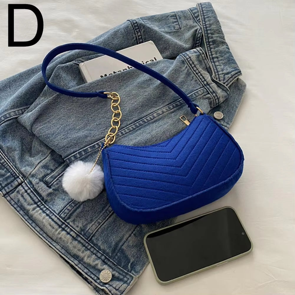 Mini Women Shoulder Bags Fashion Felt Women's Bag Advanced Design Underarm Handbags Mini Saddle Bag