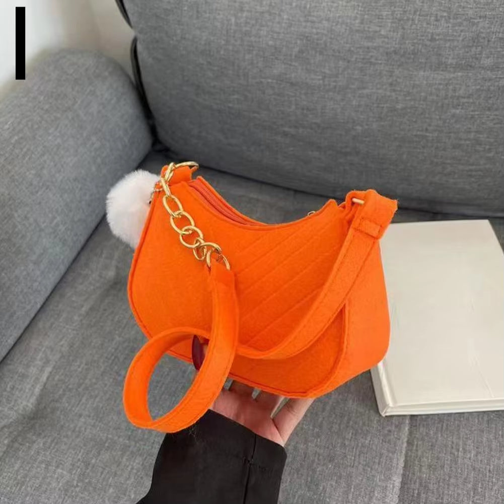 Mini Women Shoulder Bags Fashion Felt Women's Bag Advanced Design Underarm Handbags Mini Saddle Bag