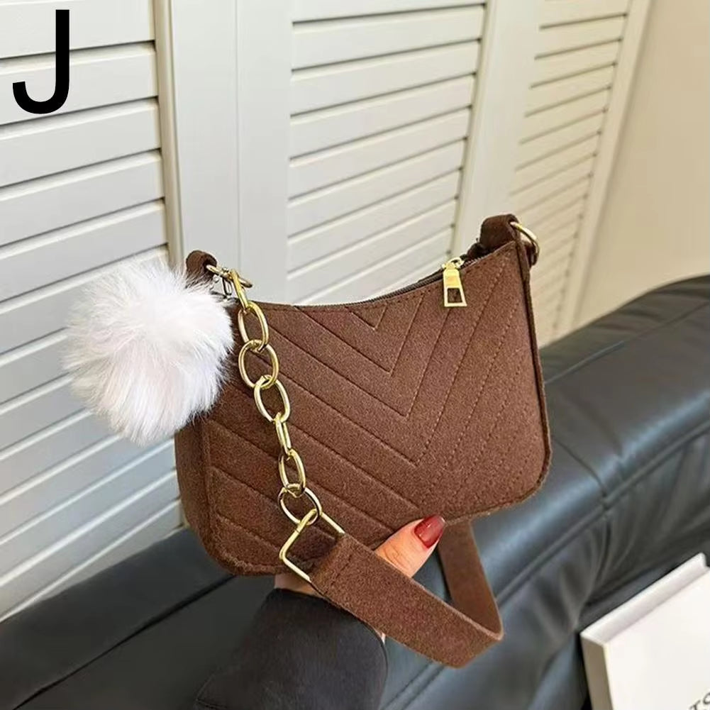Mini Women Shoulder Bags Fashion Felt Women's Bag Advanced Design Underarm Handbags Mini Saddle Bag