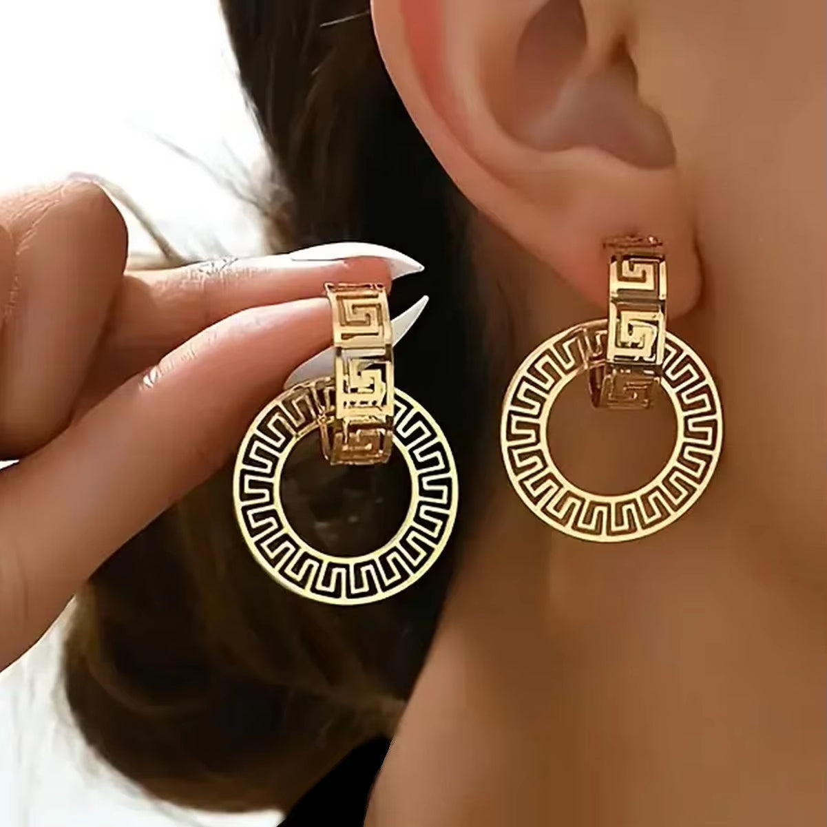 Personalized Stud Earrings For Women Girls Hollow Geometric Retro Ear Accessories