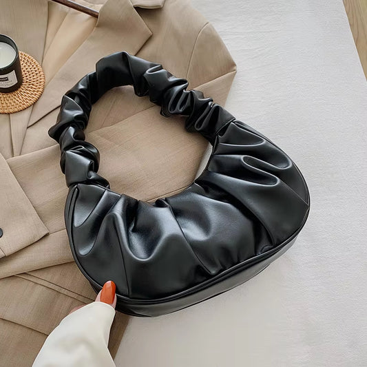 Fashion Pleated Handlebags for Women PU Cloud Bags