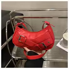 Y2K Vintage PU Leather Women Shoulder Bag Small Crossbody Bag