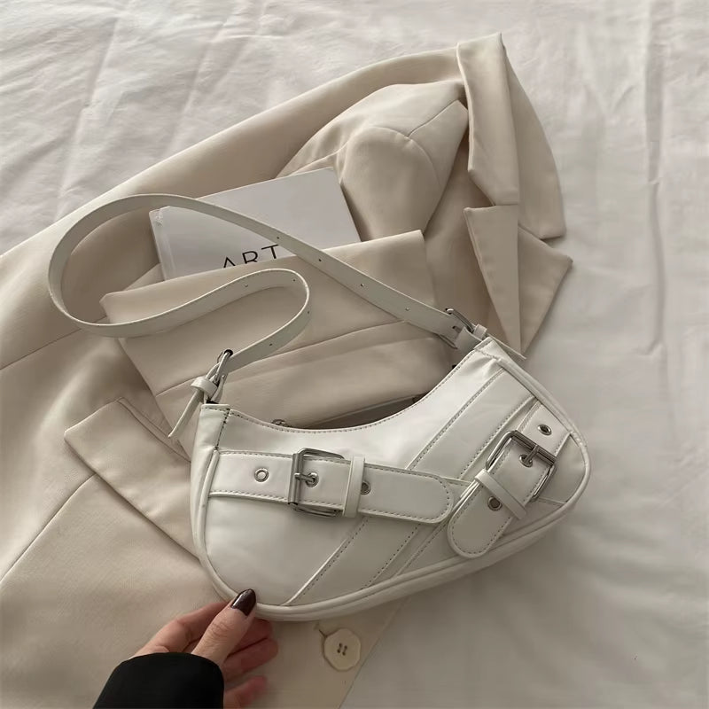 Y2K Vintage PU Leather Women Shoulder Bag Small Crossbody Bag