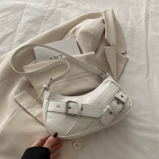 Y2K Vintage PU Leather Women Shoulder Bag Small Crossbody Bag