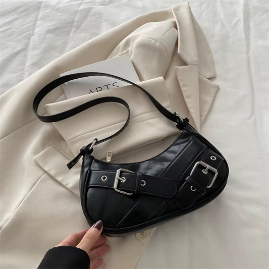 Y2K Vintage PU Leather Women Shoulder Bag Small Crossbody Bag